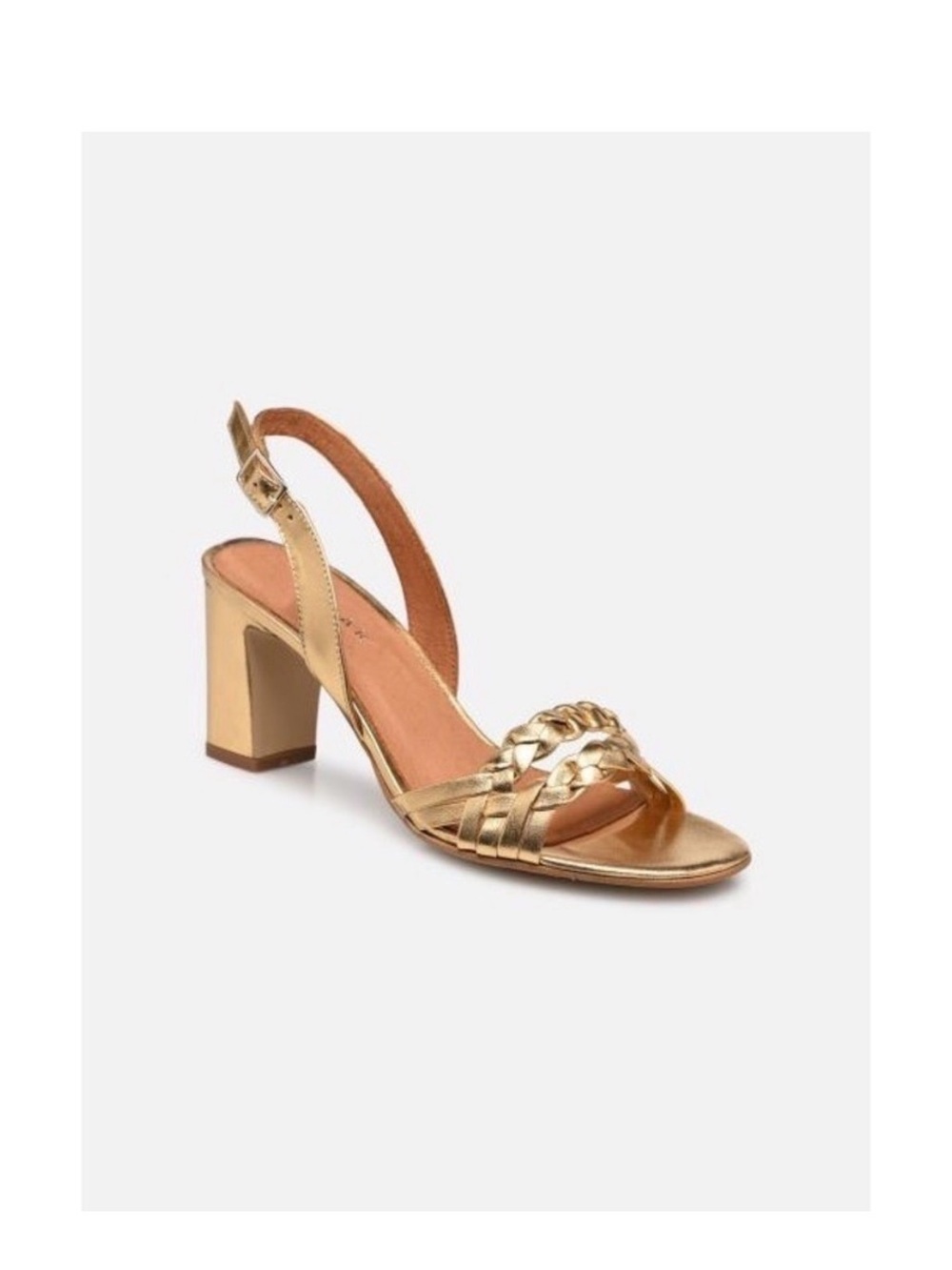 Jonak Metallic Gold Braided Slingback Heels